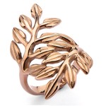 Stainless Steel Rose Gold Plated Leaf Wrap-around Ring